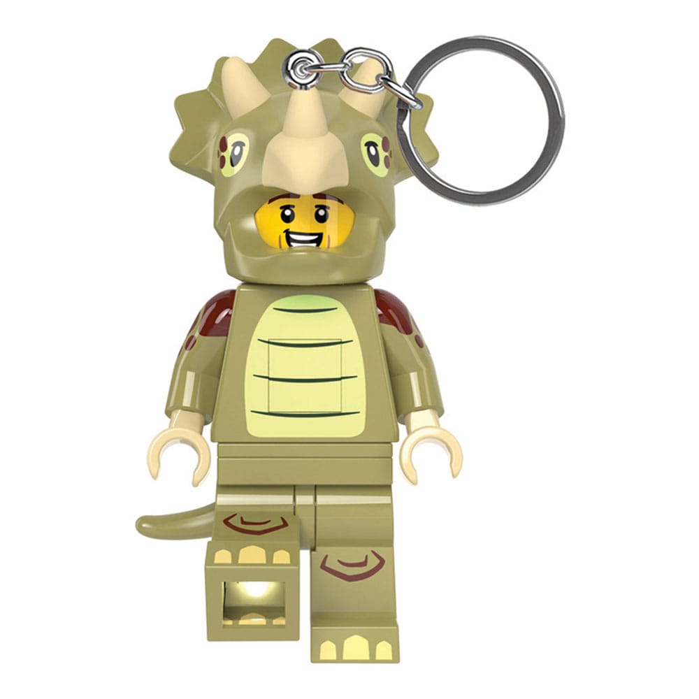 LEGO Minifigures Schlüsselanhänger mit Leuchtfunktion Triceratops Kostüm-Fan 8 cm - Smalltinytoystore