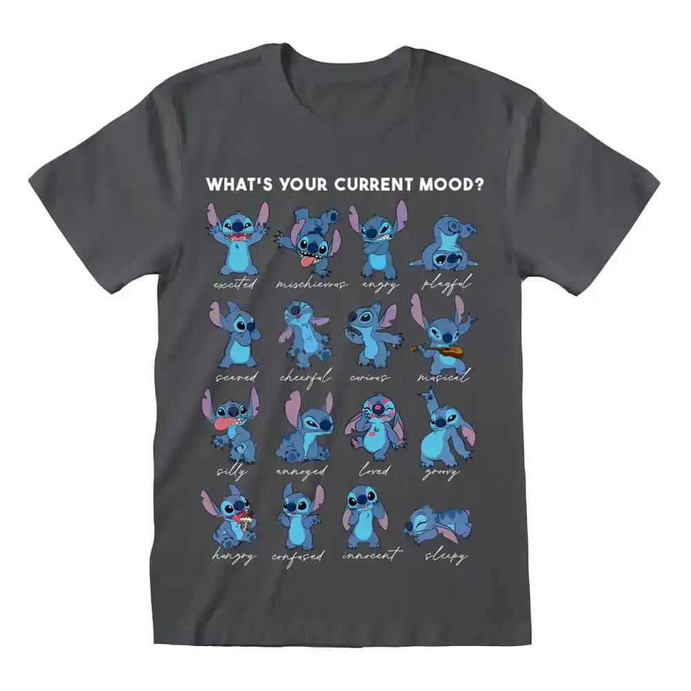 Lilo & Stitch T-Shirt Stitch Emotions Charcoal Größe M - Smalltinytoystore