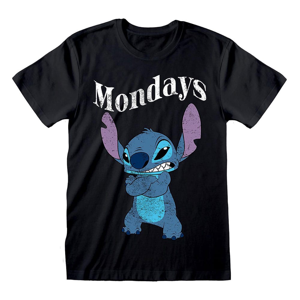 Lilo & Stitch T-Shirt Stitch Mondays Black Größe S - Smalltinytoystore