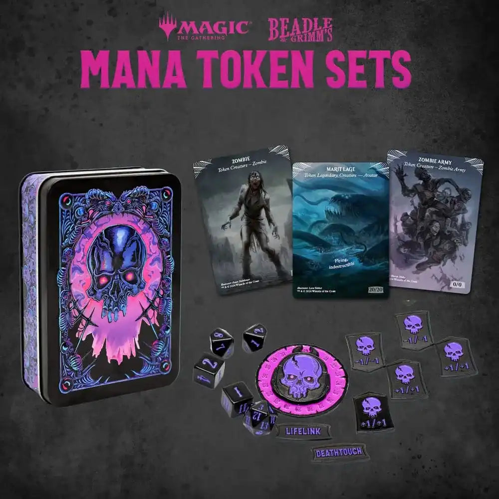 Magic the Gathering Dice and Token Pack Black Mana - Smalltinytoystore
