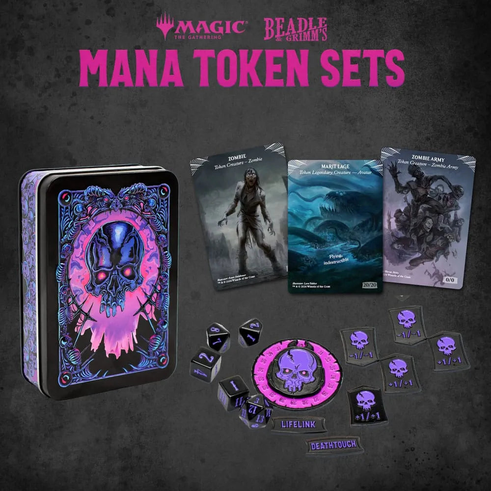 Magic the Gathering Dice and Token Pack Black Mana - Smalltinytoystore