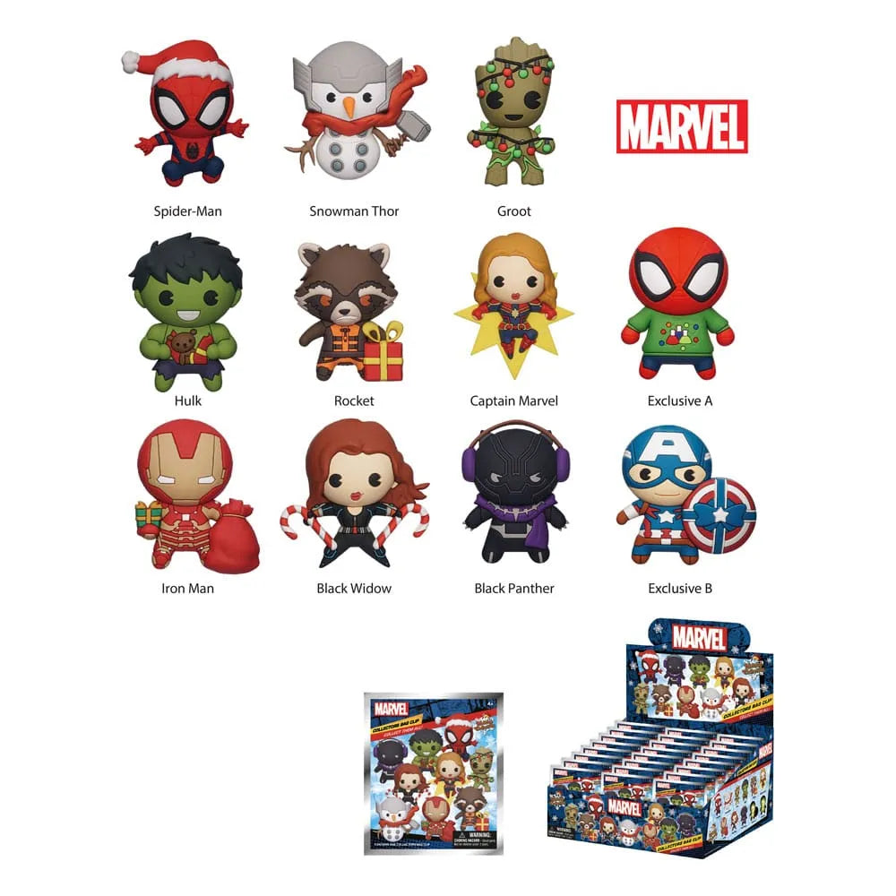 Marvel 3D PVC-Taschenanhänger Marvel Christmas Serie 1 Display (24) - Smalltinytoystore