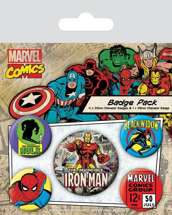 Marvel Comics Ansteck-Buttons 5er-Pack Iron Man - Smalltinytoystore
