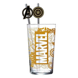 Marvel Glas Tumbler mit Trinkhalmen Logo & Avengers 485 ml - Smalltinytoystore