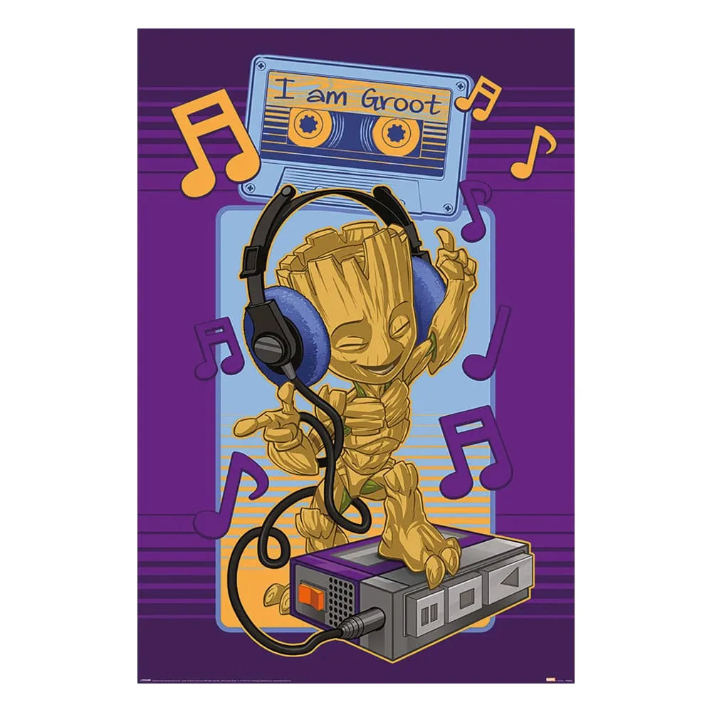 Marvel Poster Set Guardians of the Galaxy Groot Cassette 61 x 91 cm (4) - Smalltinytoystore
