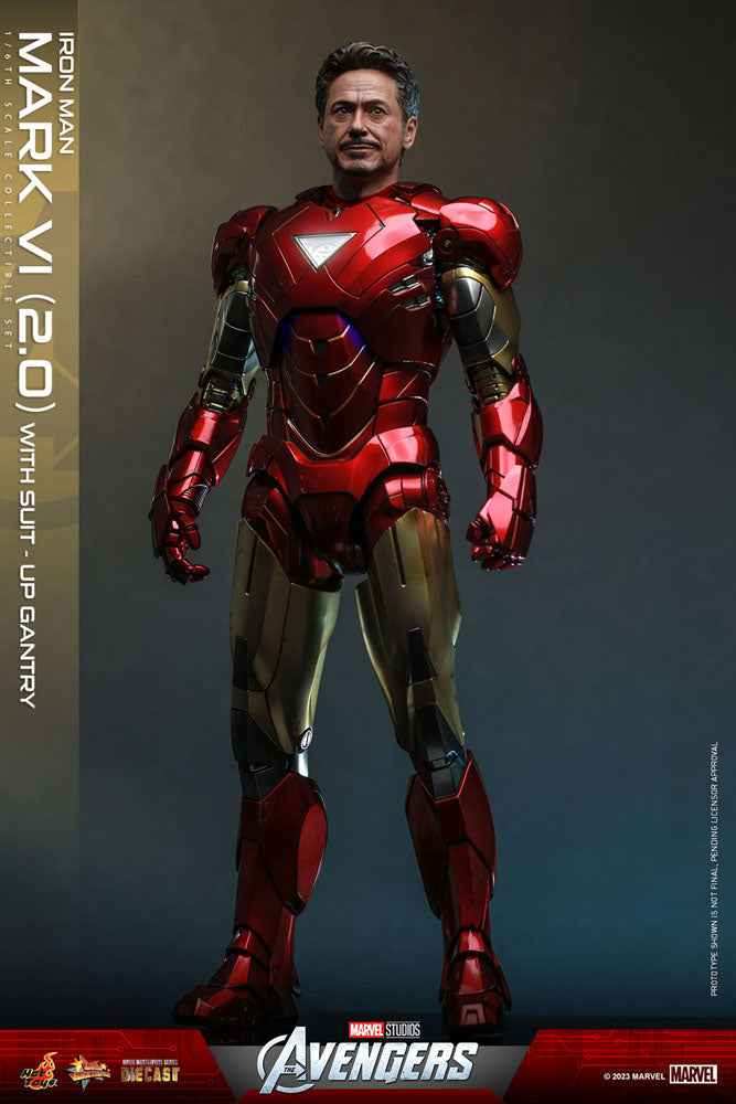 Marvel's The Av gers Movie Masterpiece Diecast 1/6 Iron Man Mark VI (2.0) mit Suit-Up Gantry 32 cm - Smalltinytoystore