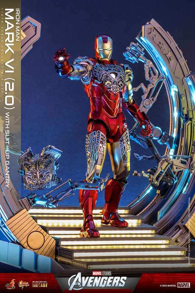 Marvel's The Av gers Movie Masterpiece Diecast 1/6 Iron Man Mark VI (2.0) mit Suit-Up Gantry 32 cm - Smalltinytoystore