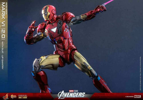 Marvel's The Av gers Movie Masterpiece Diecast 1/6 Iron Man Mark VI (2.0) mit Suit-Up Gantry 32 cm - Smalltinytoystore