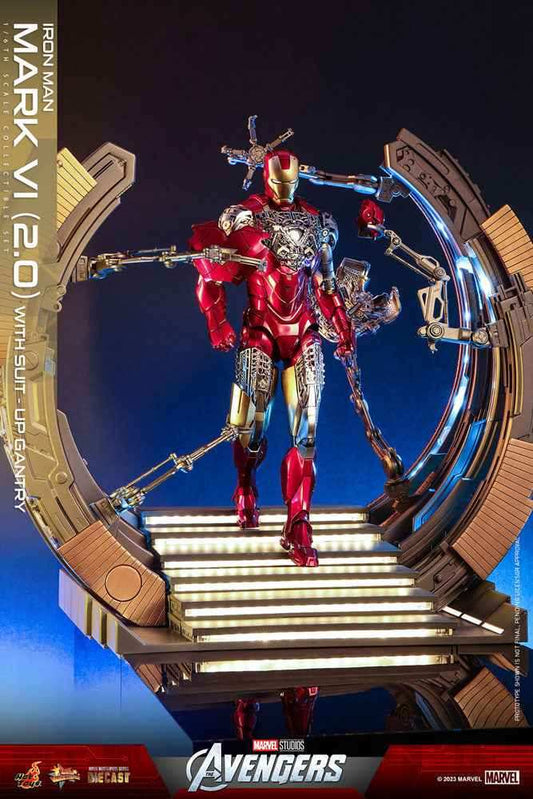 Marvel's The Av gers Movie Masterpiece Diecast 1/6 Iron Man Mark VI (2.0) mit Suit-Up Gantry 32 cm - Smalltinytoystore