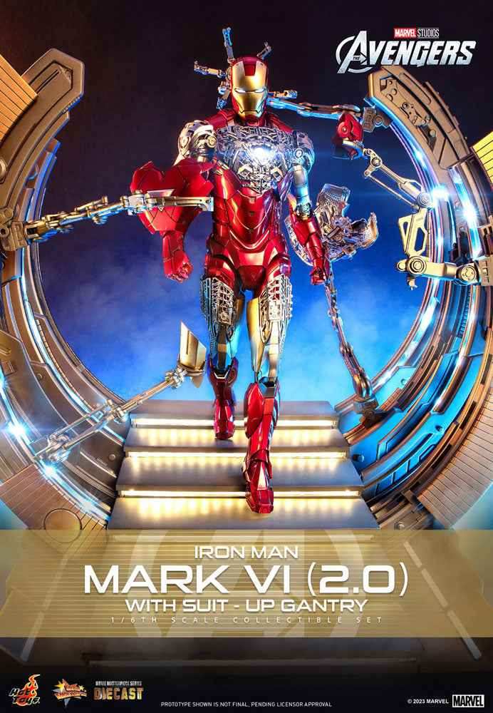 Marvel's The Av gers Movie Masterpiece Diecast 1/6 Iron Man Mark VI (2.0) mit Suit-Up Gantry 32 cm - Smalltinytoystore