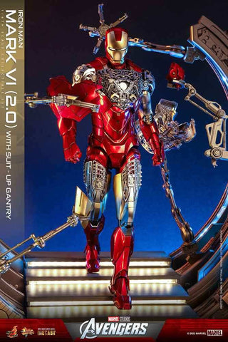 Marvel's The Av gers Movie Masterpiece Diecast 1/6 Iron Man Mark VI (2.0) mit Suit-Up Gantry 32 cm - Smalltinytoystore