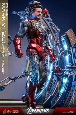 Marvel's The Av gers Movie Masterpiece Diecast 1/6 Iron Man Mark VI (2.0) mit Suit-Up Gantry 32 cm - Smalltinytoystore