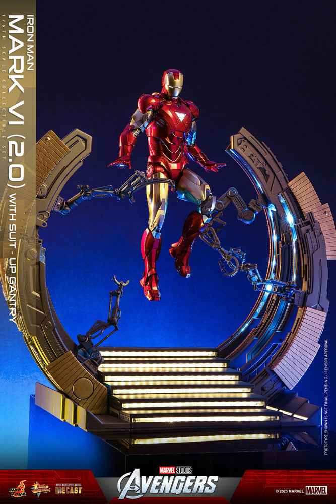 Marvel's The Av gers Movie Masterpiece Diecast 1/6 Iron Man Mark VI (2.0) mit Suit-Up Gantry 32 cm - Smalltinytoystore