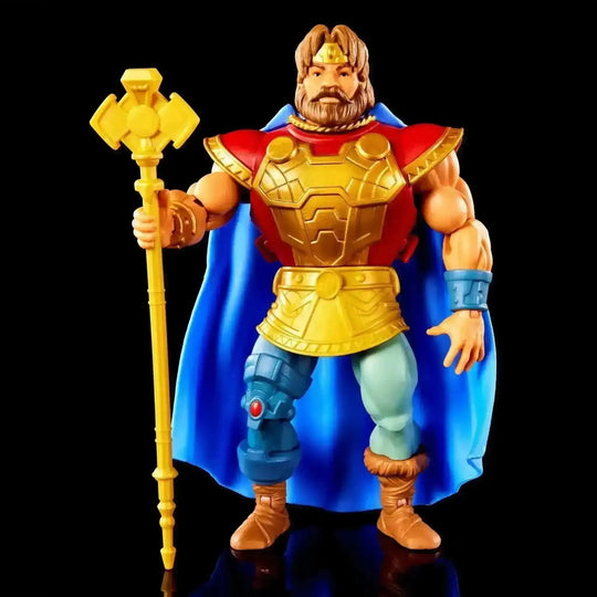 Masters of the Universe King Randor Origins Figur, goldene Rüstung, blaue Umhang, Smalltinytoystore