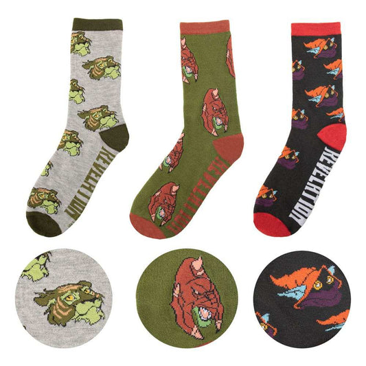 Masters of the Universe - Revelation: Cringer & Battle Cat & Orko Socks 3er Socken Set - Smalltinytoystore