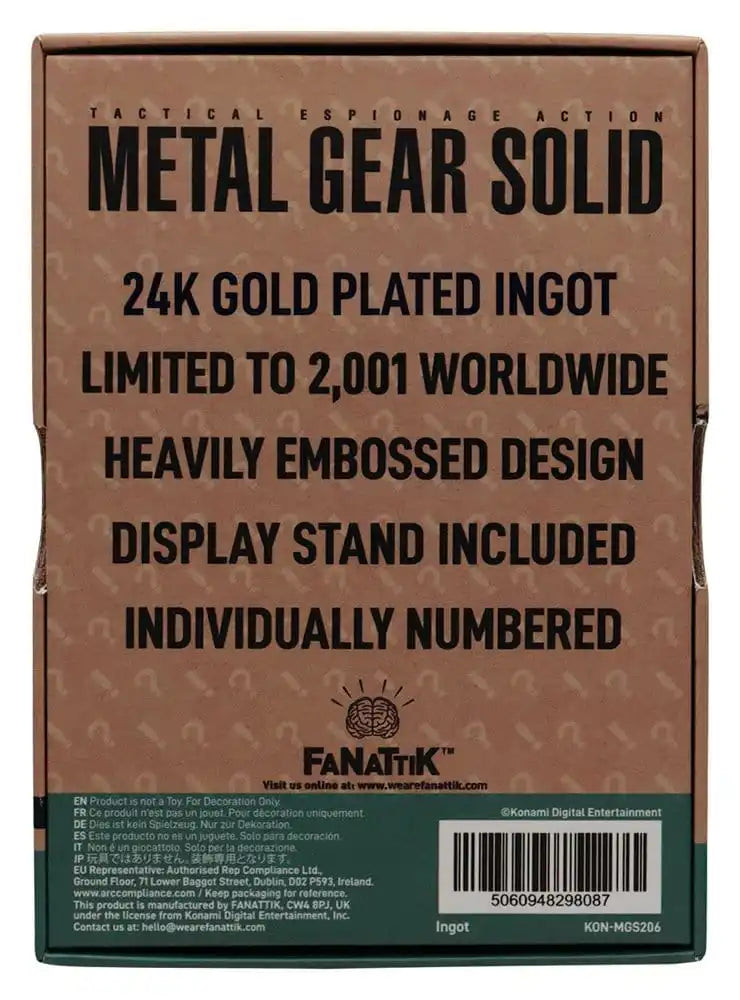 Metal Gear Solid 2 Metallbarren Raiden 24k Gold Plated Limited Edition