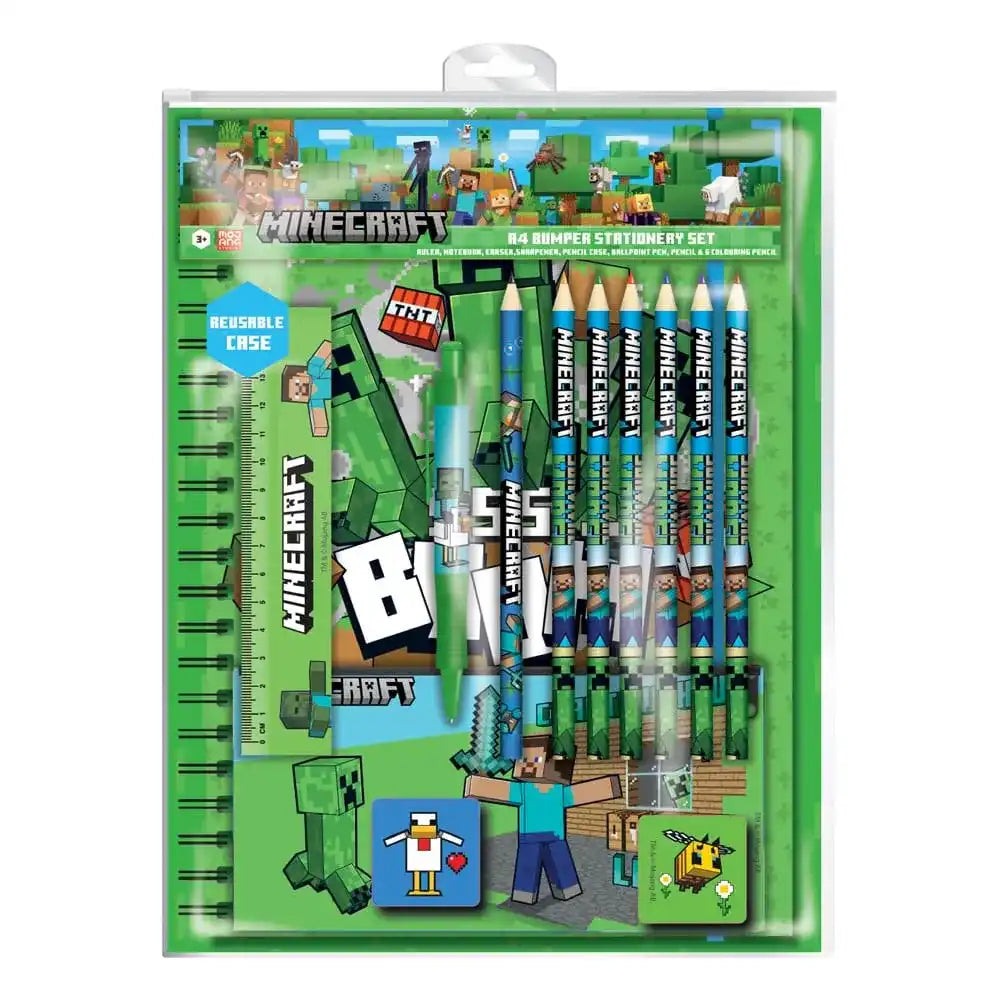 Minecraft Schreibset 12-teilig A4 Bumper - Smalltinytoystore