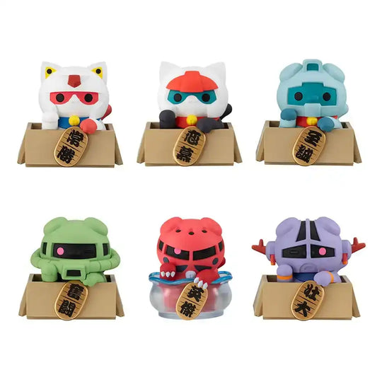 Mobile Suit Gundam Mega Cat Project Sammelfiguren Cats Luckycat 6 cm Blind Box Sortiment (6) (with gift)