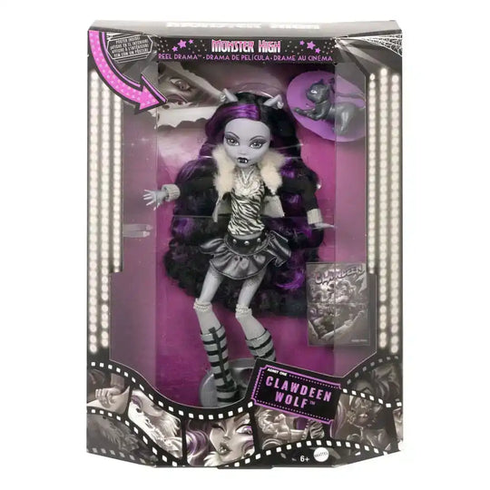 Monster High Reel Drama Puppe Clawdeen Wolf in Schwarzweiß - Smalltinytoystore