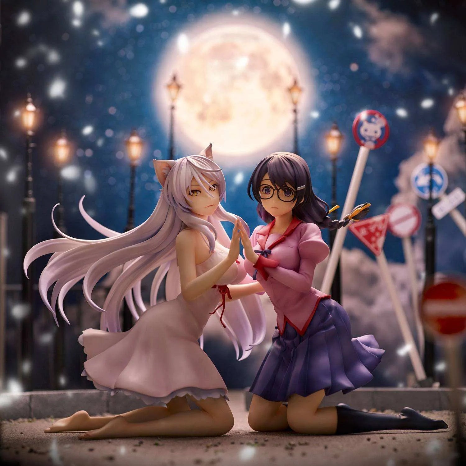 Nekomonogatari Monogatari Series PVC Statuen Tsubasa Hanekawa Set (re-run) 19 cm - Smalltinytoystore