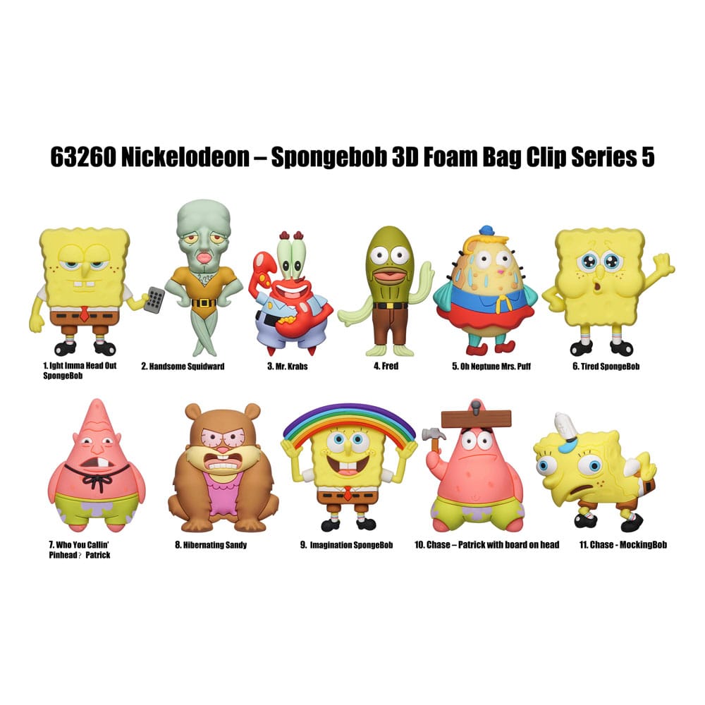 Nickelodeon Classics 3D PVC-Taschenanhänger Series 5 SpongeBob Schwammkopf Display (24) - Smalltinytoystore