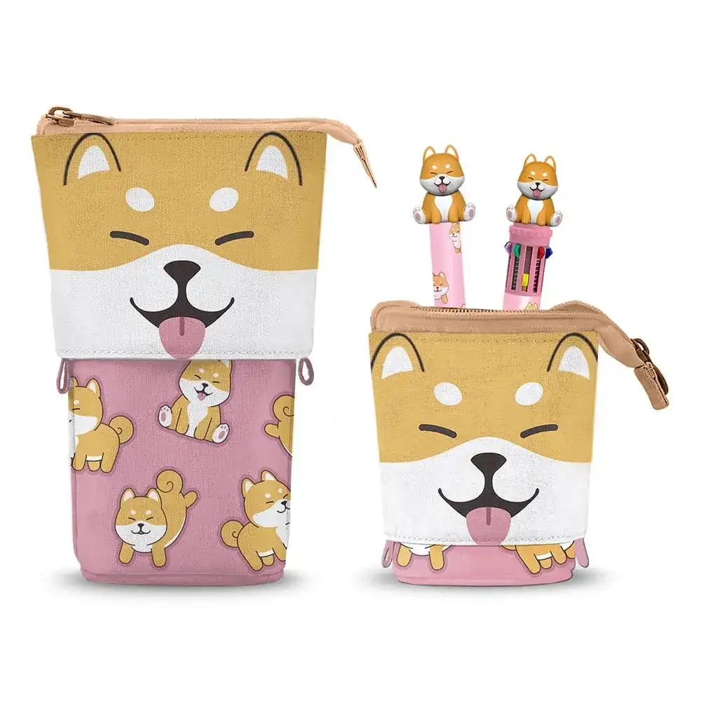 Oh My Pop! Pop Up Federmäppchen mit Zehnfarbkugelschreiber & löschbarem Gelstift Shiba