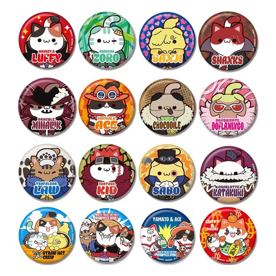 One Piece Mega Cat Project Nyan Piece Nyan! Metall Ansteck-Buttons 5 cm Sortiment (16) - Smalltinytoystore