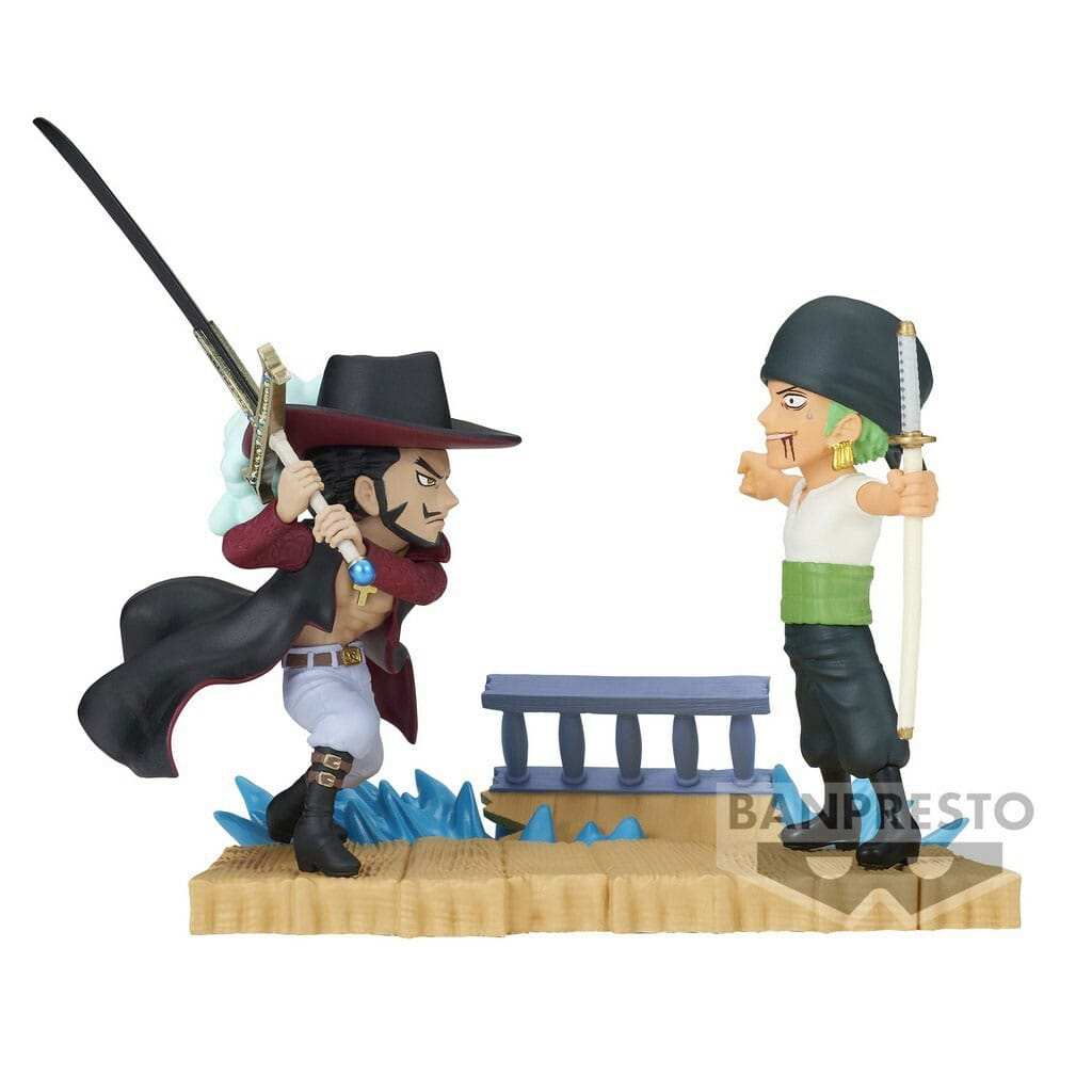 One Piece: World Collectible Figure Log Stories - Roronoa Zoro vs Dracule Mihawk Figure - Smalltinytoystore