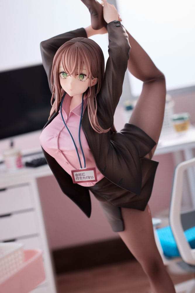 Original Character PVC Statue 1/6 OL-chan Who Doesn't Want to Go to Work Pink Ver. 26 cm - Smalltinytoystore