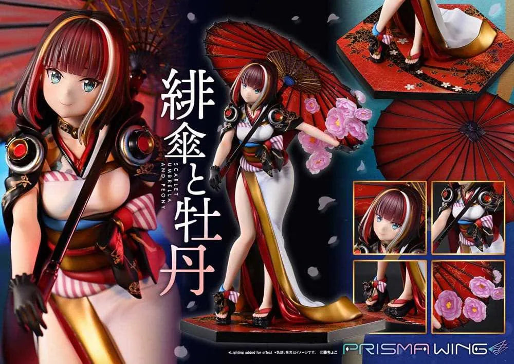 Original Illustration by Fuzichoco Prisma Wing PVC Statue 1/7 Scarlet Umbrella And Peony 28 cm - Smalltinytoystore