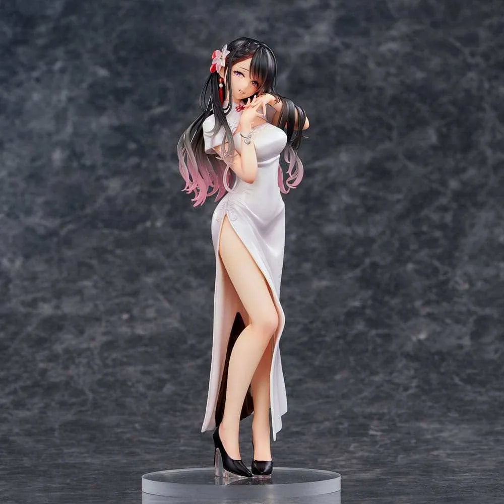 Original Illustration PVC Statue Mai Okuma illustration Healing-type white chinese dress lady 26 cm - Smalltinytoystore