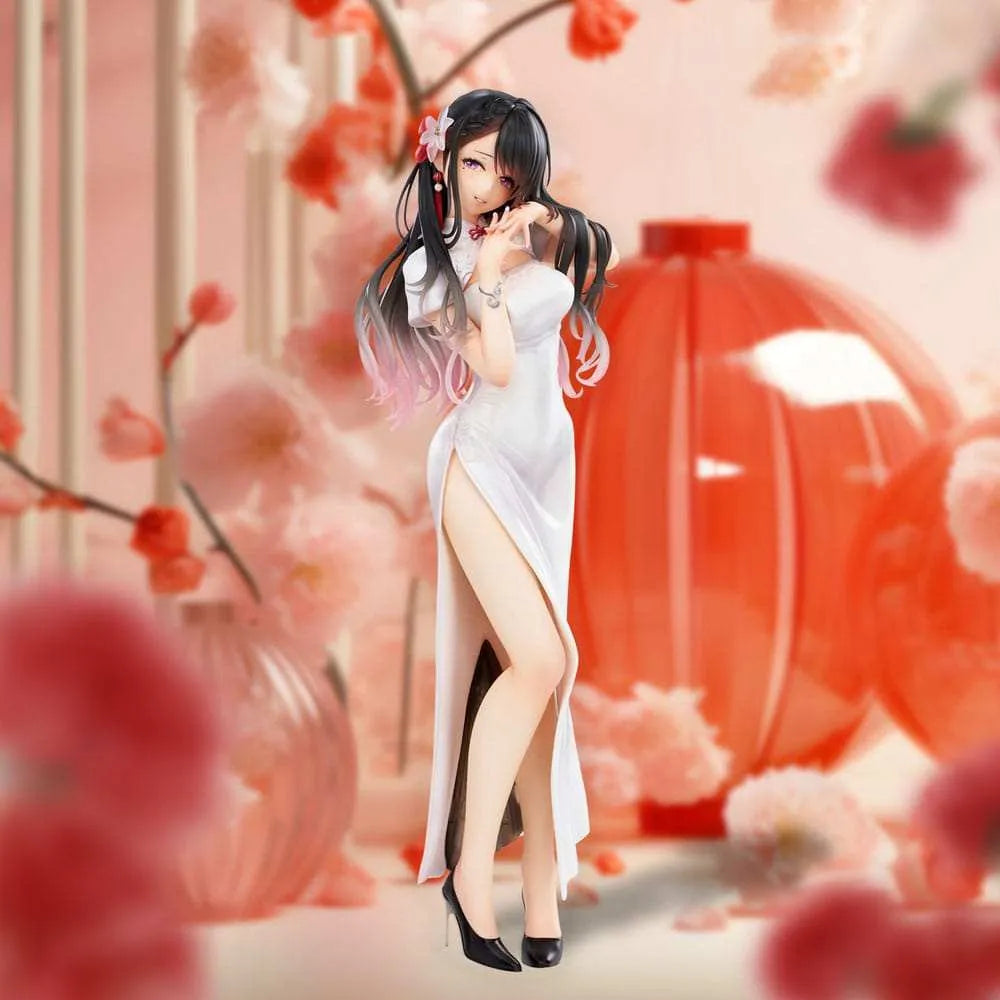 Original Illustration PVC Statue Mai Okuma illustration Healing-type white chinese dress lady 26 cm - Smalltinytoystore