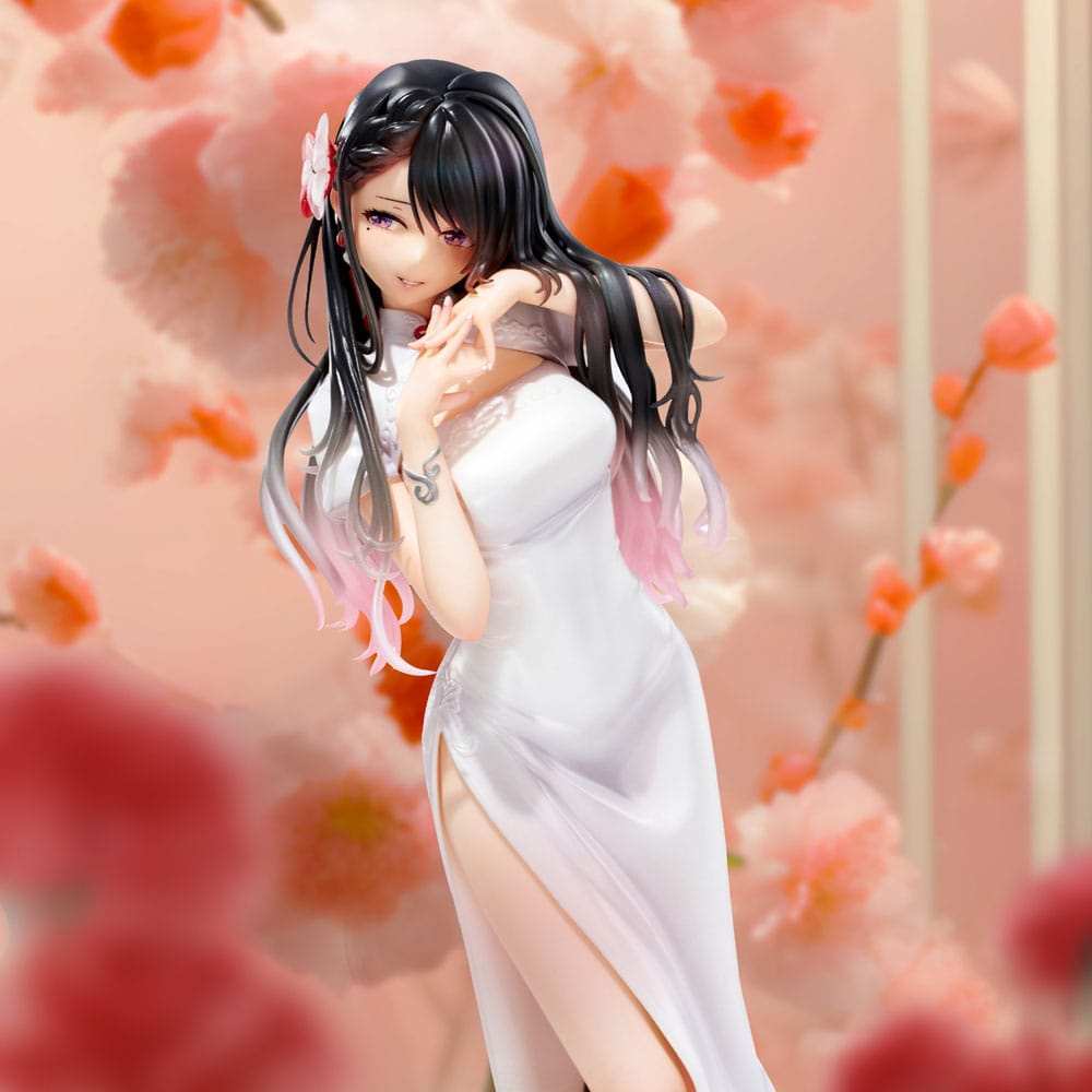 Original Illustration PVC Statue Mai Okuma illustration Healing-type white chinese dress lady 26 cm - Smalltinytoystore