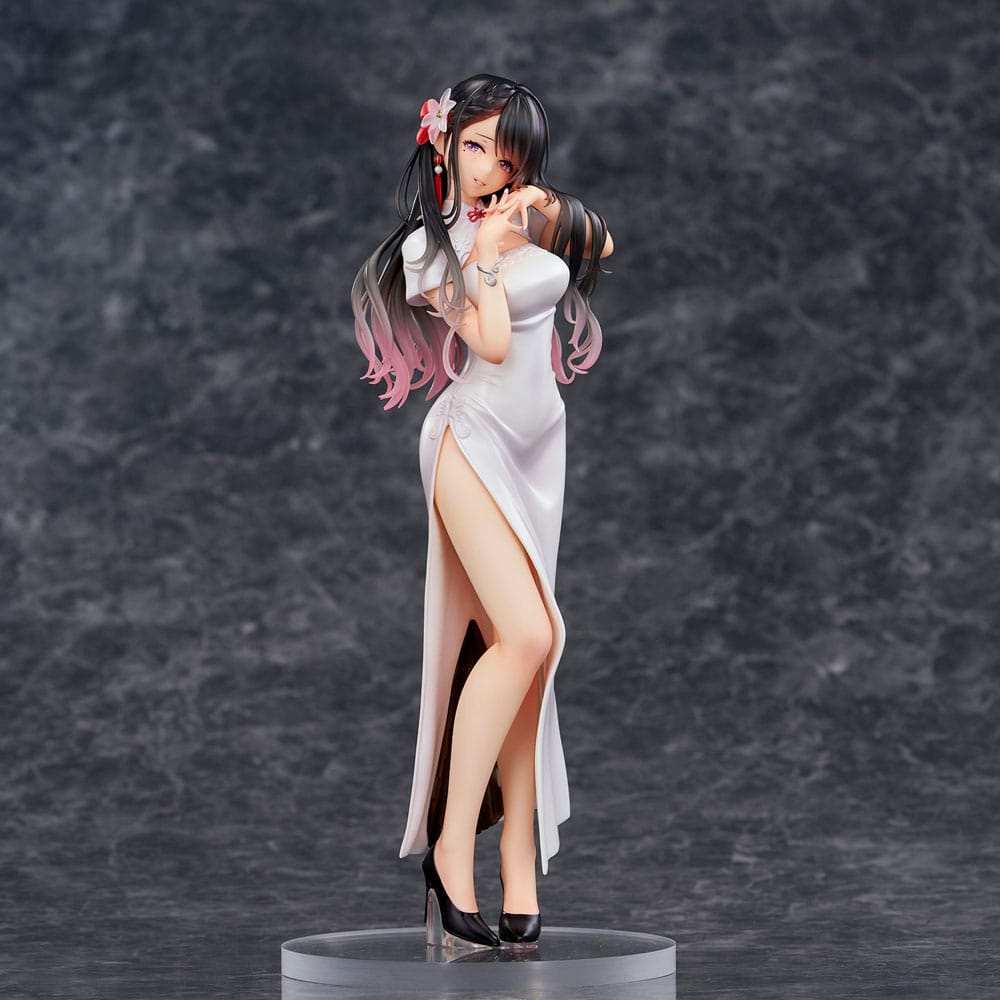 Original Illustration PVC Statue Mai Okuma illustration Healing-type white chinese dress lady 26 cm - Smalltinytoystore