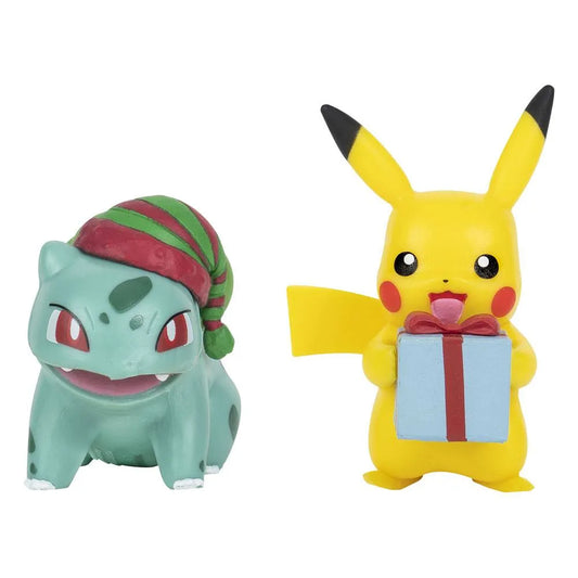 Pokémon Battle Figure Pack Minifiguren 2er-Pack Weihnachts-Edition: Pikachu & Bisasam 5 cm - Smalltinytoystore
