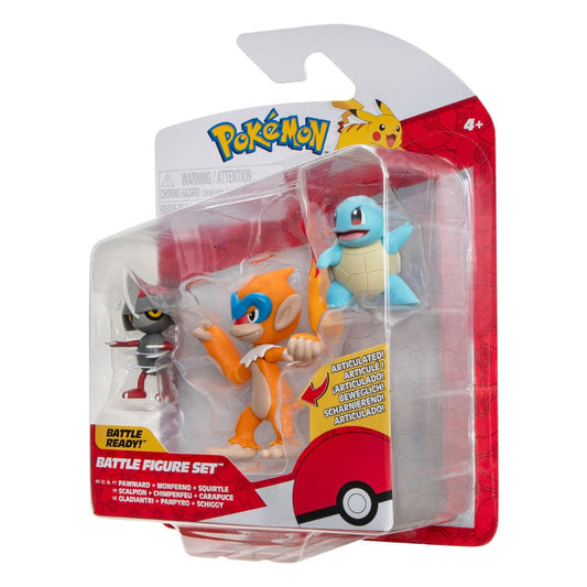 Pokémon Battle Figure Set Figuren 3er-Pack Gladiantri, Schiggy #1, Panpyro 5 cm - Smalltinytoystore