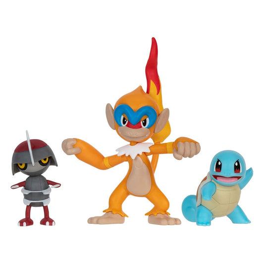 Pokémon Battle Figure Set Figuren 3er-Pack Gladiantri, Schiggy #1, Panpyro 5 cm - Smalltinytoystore