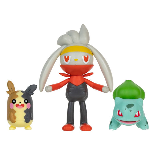 Pokémon Battle Figure Set Figuren 3er-Pack Morpeko, Bisasam #1, Kickerlo 5 cm - Smalltinytoystore