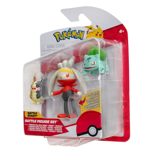 Pokémon Battle Figure Set Figuren 3er-Pack Morpeko, Bisasam #1, Kickerlo 5 cm - Smalltinytoystore