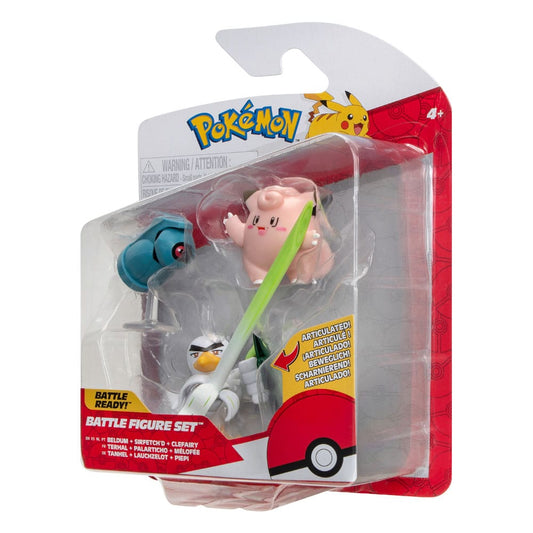 Pokémon Battle Figure Set Figuren 3er-Pack Piepi, Tanhel, Lauchzelot 5 cm - Smalltinytoystore