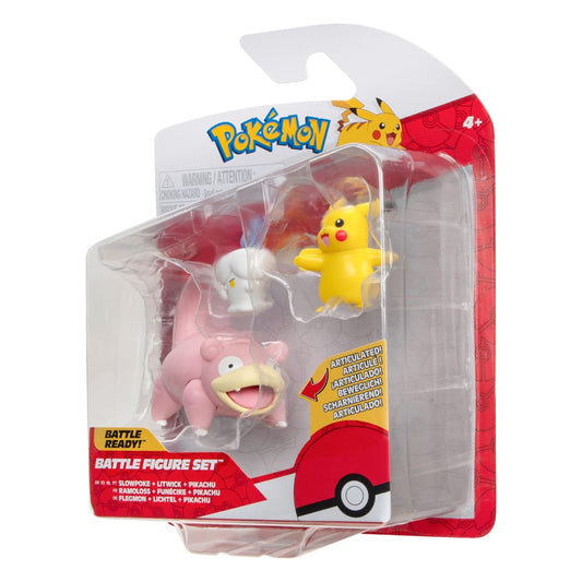 Pokémon Battle Figure Set Figuren 3er-Pack Pikachu (Weiblich), Lichtel, Flegmon 5 cm - Smalltinytoystore