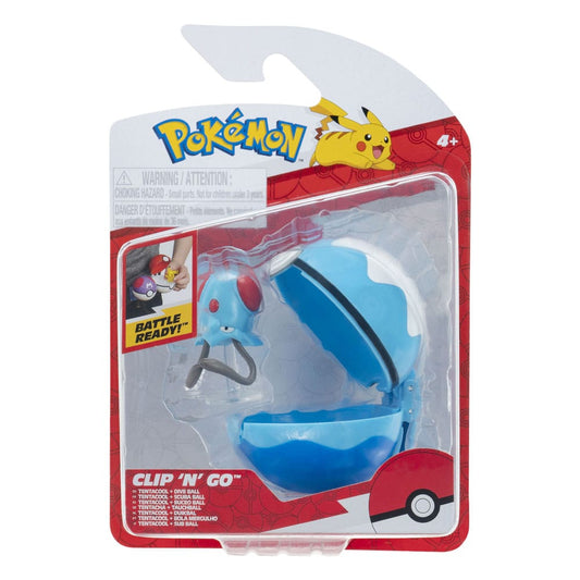 Pokémon Clip'n'Go Poké Balls Tentacha & Tauchball - Smalltinytoystore
