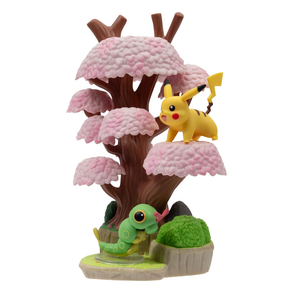 Pokémon Environment Set Frühlingswald & Raupy & Pikachu 5 cm - Smalltinytoystore