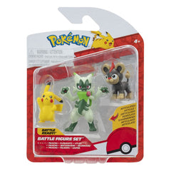 Pokémon First Partner Battle Figure Set Figuren 3er-Pack Leufeo, Pikachu & Feliospa - Smalltinytoystore