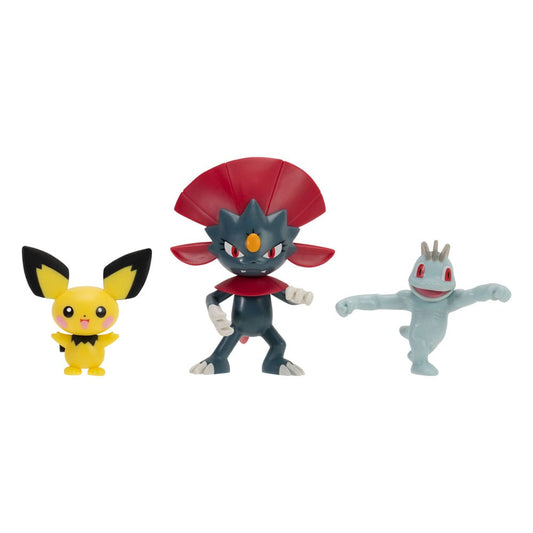 Pokémon First Partner Battle Figure Set Figuren 3er-Pack Pichu, Machollo & Snibunna - Smalltinytoystore