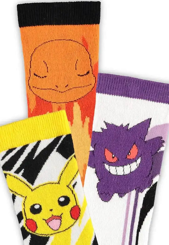 Pokémon Socken 3er-Pack Pikachu, Charmander, Gengar 39-42 - Smalltinytoystore