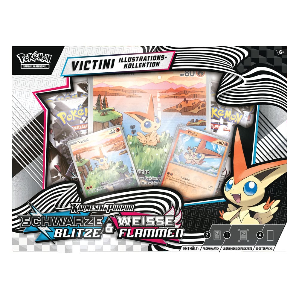 Pokémon TCG Karmesin & Purpur 10.5: Schwarze Blitze & Weisse Flammen Victini Illustrations-Kollektion *Deutsche Version* - Smalltinytoystore