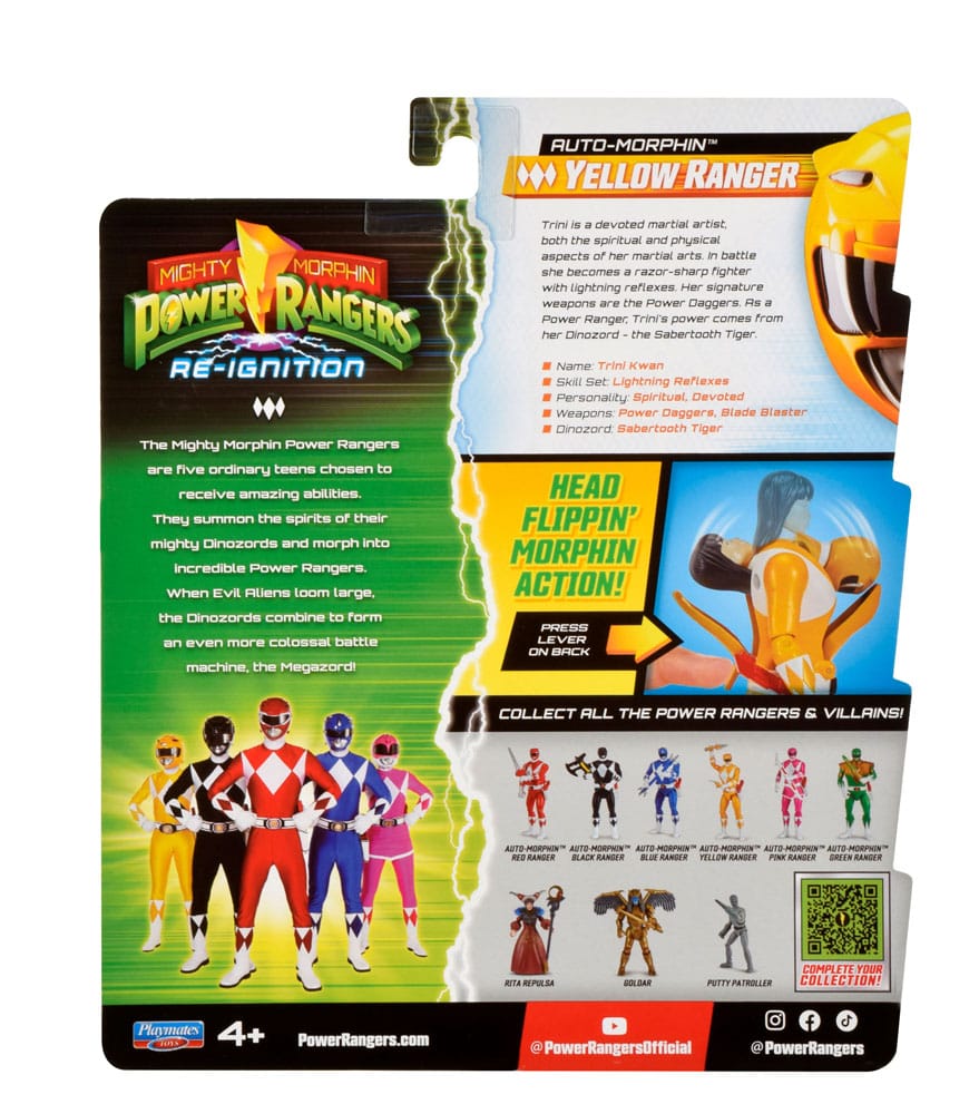 Power Rangers Actionfigur Auto-Morphin Yellow Ranger 12 cm - Smalltinytoystore