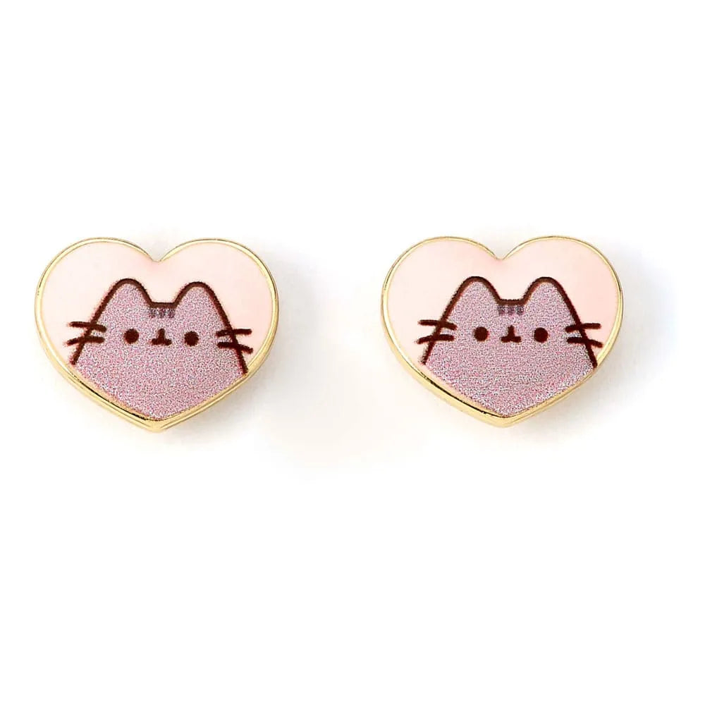 Pusheen Stud Ohrringe Pink and Gold Heart - Smalltinytoystore
