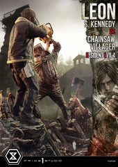 Resident Evil 4 Ultimate Premium Masterline Series Statue 1/4 Leon S. Kennedy vs. Chainsaw Villager 76 cm - Smalltinytoystore